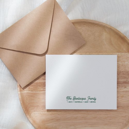 FAMILY NOTECARDS Stationery Cursive Names Green