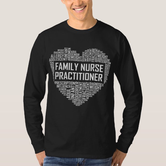 Family Nurse Practitioner Heart FNP Nursing Gradua T-Shirt (Front)