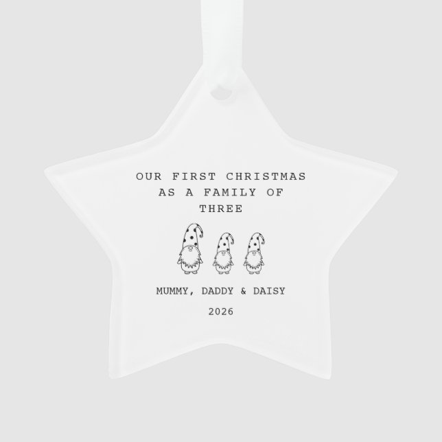 Family Of 3 Christmas Gonk Star Ornament (Front)