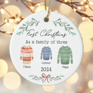 family of 3 christmas ornament First Christmas