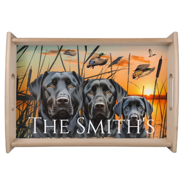 Family of 3 Customized Serving Tray, Labrador  Tray (Front)