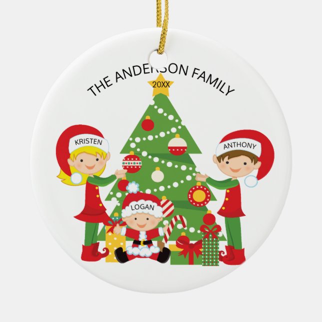 Family of 3 Personalized Christmas Ornament (Front)
