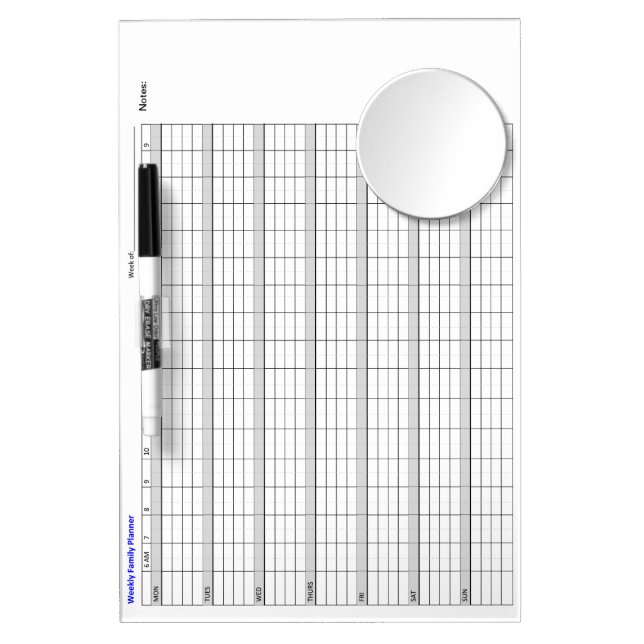 Family of 4 Calendar Dry Erase Board With Mirror (Front)