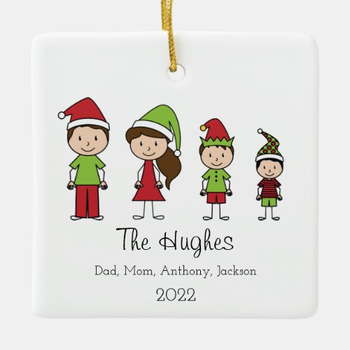 Family of 4 Cute Christmas Personalized Ornament