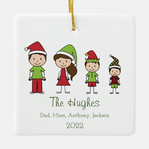 Family of 4 Cute Personalized Christmas Ornament