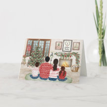 Family of 4 Girl & Boy , Fireside Family Christmas