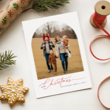 Family of 5 Christmas Photo Greetings Holiday Card