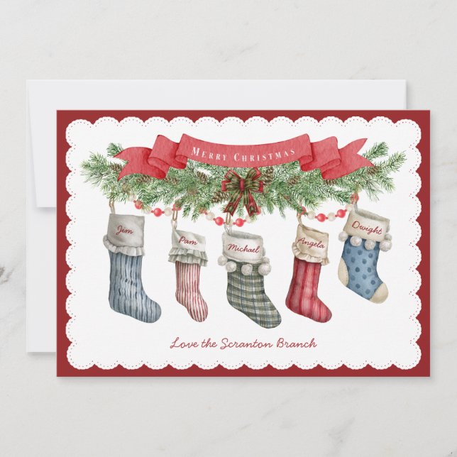Family of 5 | Christmas Stocking Flat Holiday Card (Front)