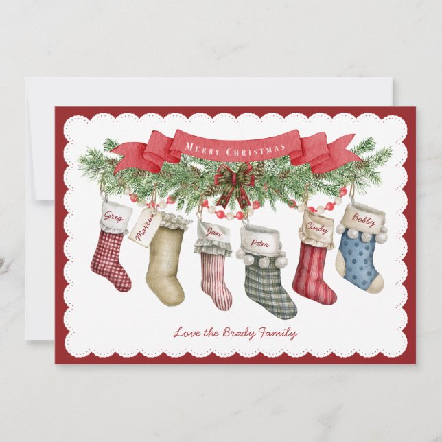 Family of 6 | Christmas Stocking Flat Holiday Card (Front)