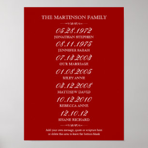 Family of 6 Important Events Choose Color Poster