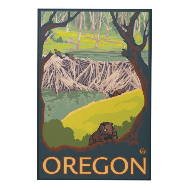 Family of Beavers Wood Wall Decor (Front)