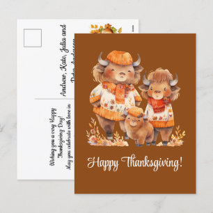 Family of Buffalos Happy Thanksgiving Holiday Postcard