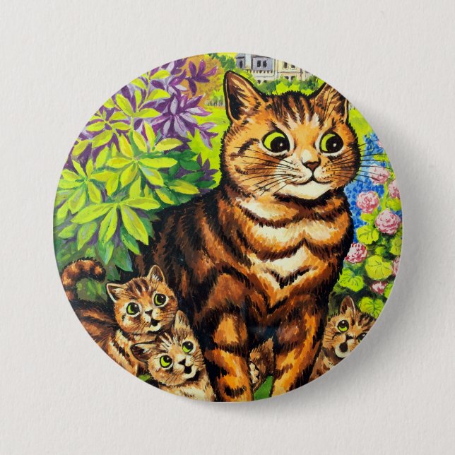 Family of Cats in a Garden, Louis Wain Button (Front)
