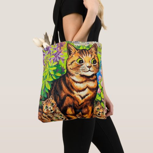 Family of Cats in a Garden Louis Wain Tote Bag