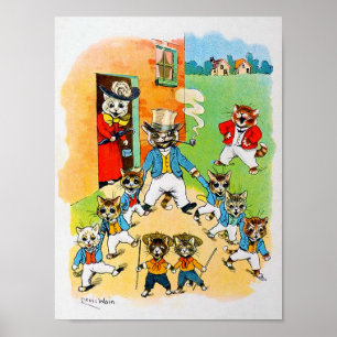 Family of Cats with Lots of Children, Louis Wain Poster