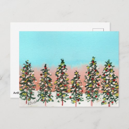 Family of Christmas Trees Holiday Postcard