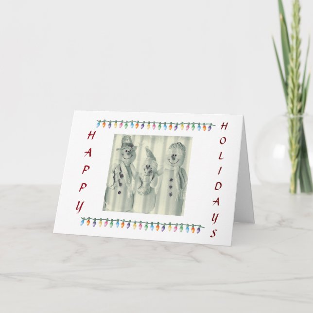 **FAMILY OF CUTE SNOWMEN** SAYS MERRY CHRISTMAS HOLIDAY CARD (Front)