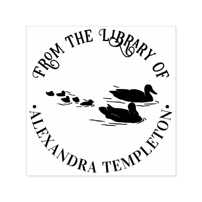 Family of Ducks Ducklings Library Book Name Self-inking Stamp (Design)