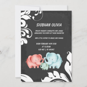 Family Of Elephants Mom Dad And Baby Announcement