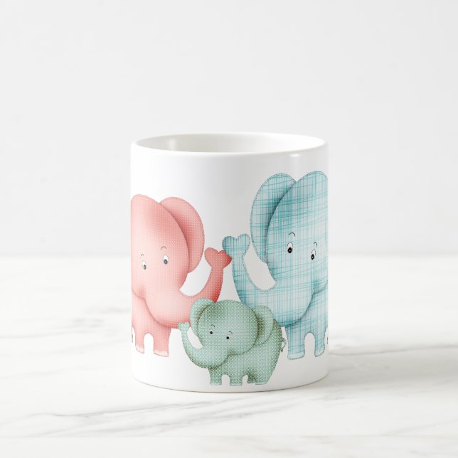 Family Of Elephants Mom Dad And Baby Coffee Mug (Center)