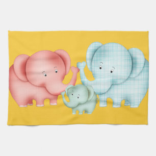 Family Of Elephants Mom Dad And Baby Towel