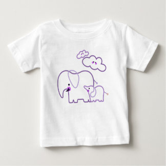 Family of Elephants with Clouds Purple Baby T-Shirt