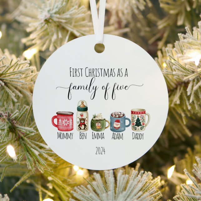 Family of Five Christmas Metal Ornament (Insitu)
