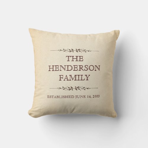 Family of Five Important Events Commemorative Throw Pillow