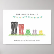 Family of Five Making Memories Welly Print