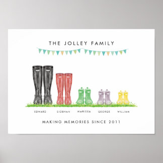 Family of Five Making Memories Welly Print