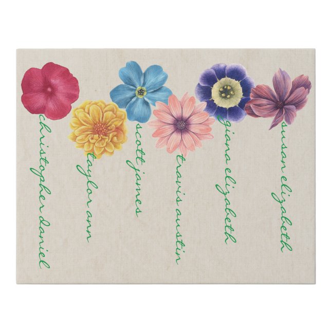 Family of Flowers (6-names) Canvas Print (Front)