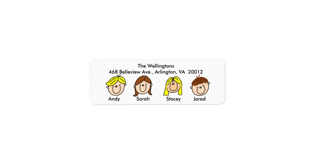 Creating Address Labels For Family Family of Four Address Labels | Zazzle