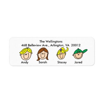 Family Of Four Address Labels by stick_figures at Zazzle