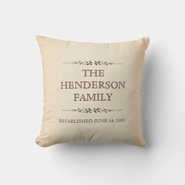 Family of Four Important Events Commemorative Throw Pillow (Front)
