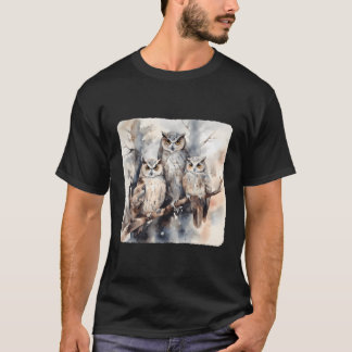 Family Of Owls In A Tree Owl Family Nesting In Tre T-Shirt