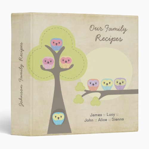 Family of Owls in Tree Recipe Gift Binder