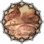 Family of Quail Ornament<br><div class="desc">This is a reprint of the original Ives lithograph called, The Cares of a Family, showing a family of quail in a meadow with soft summer light.</div>