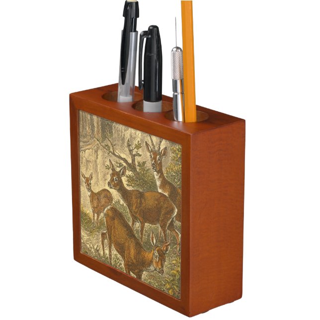 Family of Roe - Deers in a Forest Pencil Holder (In Situ)