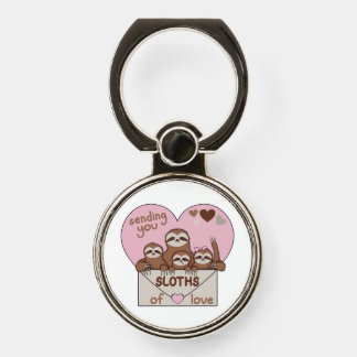 Family of Sloths with Envelope, Heart and Text Phone Ring Stand