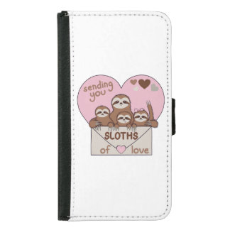 Family of Sloths with Envelope, Heart and Text Samsung Galaxy S5 Wallet Case