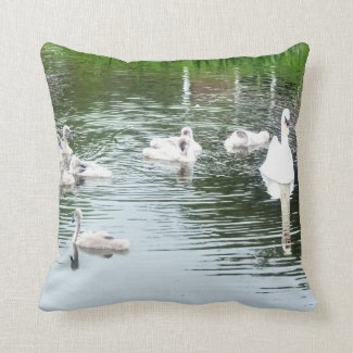 Family Of Swans Throw Pillow