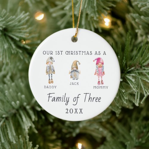 Family of Three  First Christmas Ornament