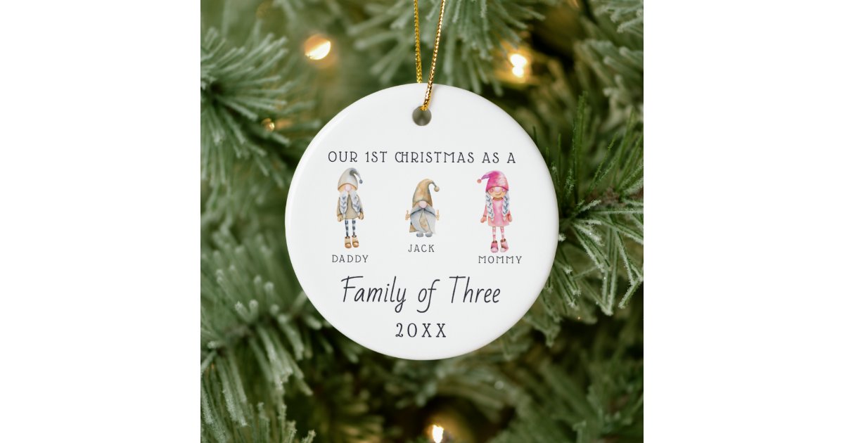 Family of Three First Christmas Ornament Zazzle