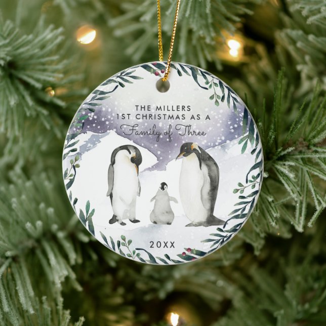 Family of Three | First Christmas Ornament (Tree)