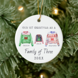 Family of Three First Christmas Ornament