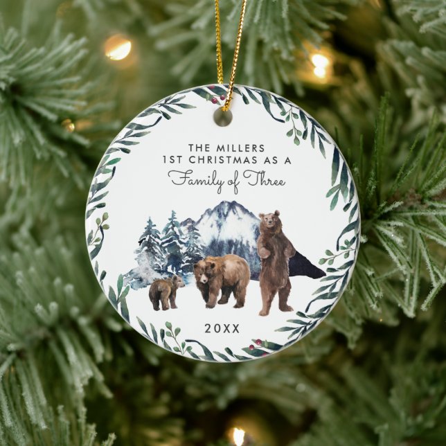 Family of Three | First Christmas Ornament (Tree)