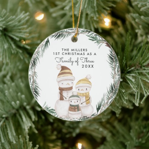 Family of Three  First Christmas Ornament