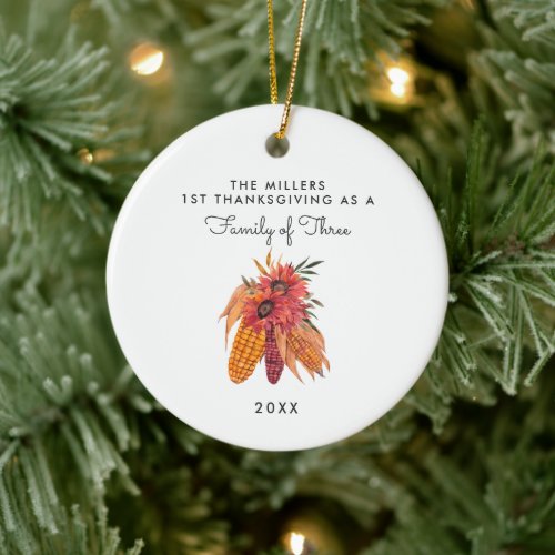 Family of Three  First Thanksgiving Ornament