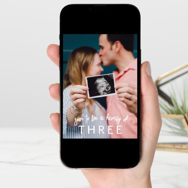 Family of Three Full Photo Pregnancy Announcement (Front Digital)