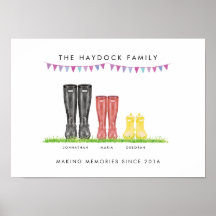 Family of Three Making Memories Welly Print